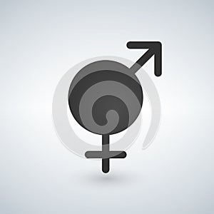 Male and female sex symbol, black illustration.