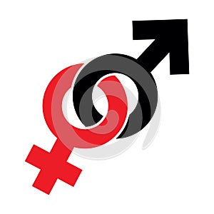Male and female sex symbol isolated on white background,