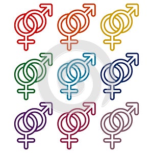 Male and female sex symbol set