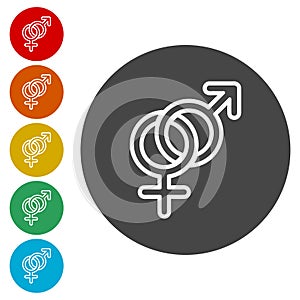 Male and female sex symbol set