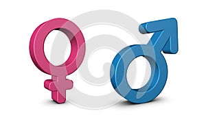 Male And Female Sex Symbols - 3D Illustration - Isolated On White Background