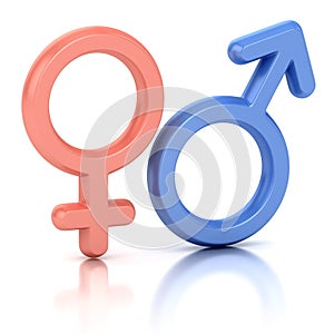 Male and female sex symbols isolated over white background