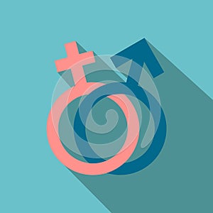 Male and female signs flat icon