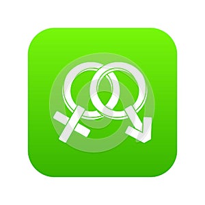 Male and female signs icon digital green