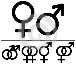 Male and female symbols.