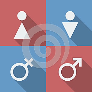 Male and Female symbols, icons, signs