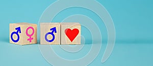 Male and female symbols. Pink and blue female and male signs. Ge