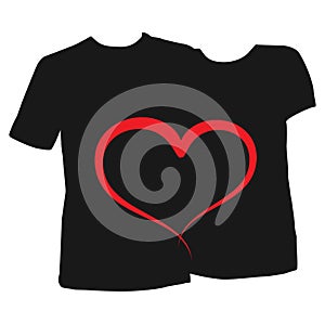 Male and female t-shirts with Valentine designs