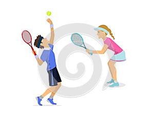 Male and female tennis players