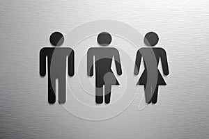 Male, female and third gender toilet symbols. 3D rendered illustration.