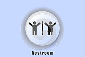 Male and female toilet symbol. WC icon Toilet icon. Man and woman. Bathroom floor signs. User interface icon. White web button
