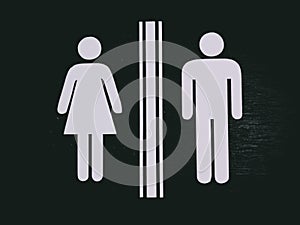 Male and female toilet symbols on wall