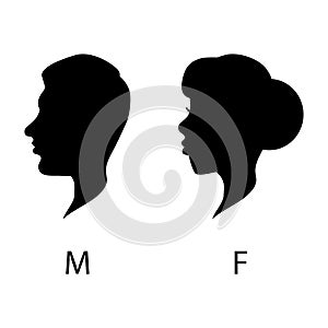 Male and female wc head silhouette signs.