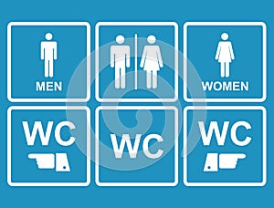 Male and female WC icon denoting toilet , restroom