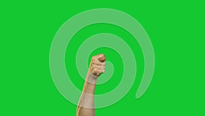 Male fico gesture on green background