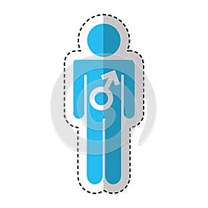 Male figure with symbol isolated icon
