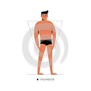 Male figure type - Rhomboid or Trapezoid. One of human anatomy body shapes cartoon dressed in underwear isolated on