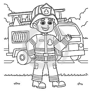 Male Firefighter Coloring Page for Kids