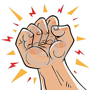 Male fist, resistance rage force concept. Protest symbol. Blow body part arm