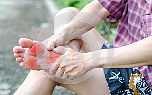 Male foot pain, Man's problem concept