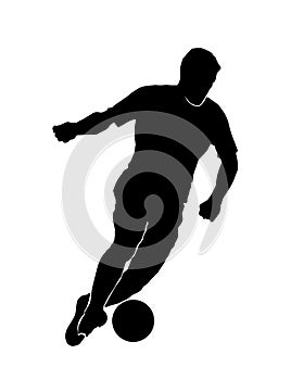 Male football player silhouette on white background