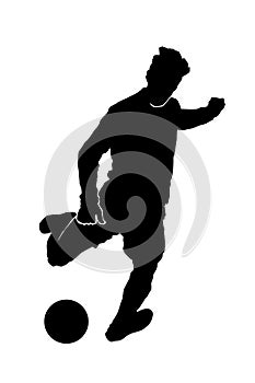 Male football player silhouette on white background
