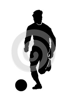 Male football player silhouette on white background