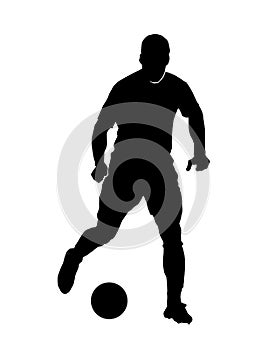 Male football player silhouette on white background