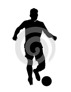 Male football player silhouette on white background