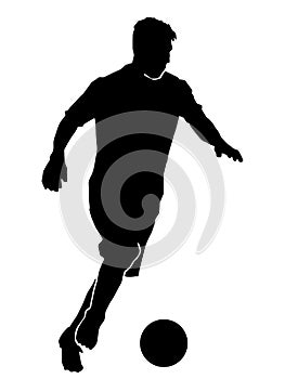 Male football player silhouette on white background