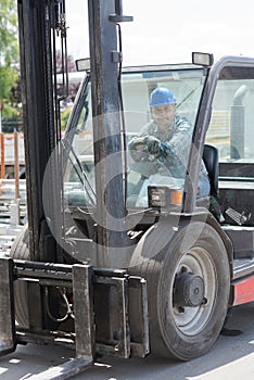 male forklift driver at work
