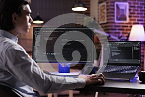 Male freelancer programming server encryption