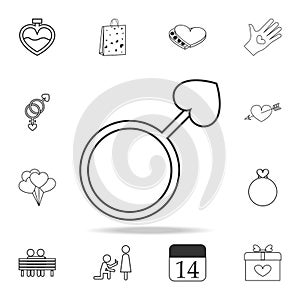male gender with heart icon. Set of Love element icons. Premium quality graphic design. Signs, outline symbols collection icon for