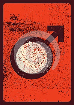 Male gender sign. Typographic vintage grunge style poster. Retro vector illustration.