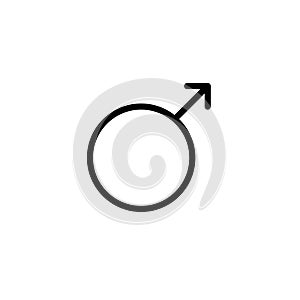 Male gender symbol. Circle with arrow. Pixel perfect, editable stroke line icon