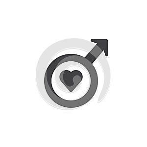 Male gender symbol with heart icon vector