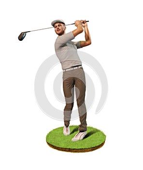 Male Golf player teeing off