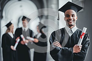 Male graduate in university