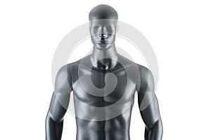 Male gray athletic mannequin doll or store display dummy isolated