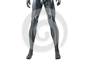 Male gray athletic mannequin doll or store display dummy isolated