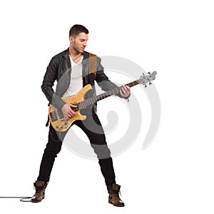 Male guitarist with bass guitar.