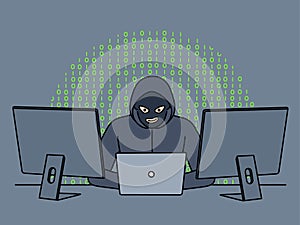 Male hacker steal information from computers