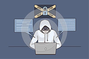 Male hacker steal personal data from computer