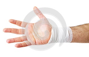 Male hand with bandage