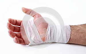 Male hand with bandage