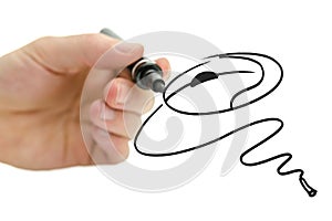 Male hand drawing computer mouse