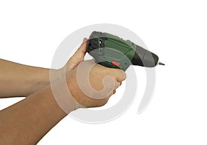 Male hand drill, isolated