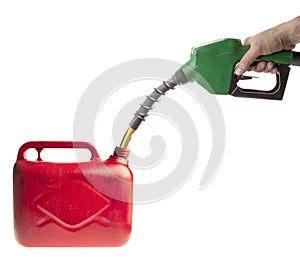 Male hand filling fuel