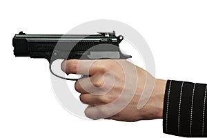 The male hand with a gun isolate