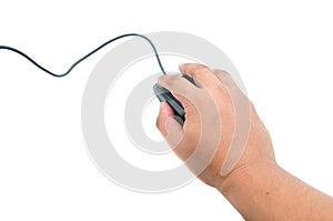 Male hand holding computer mouse